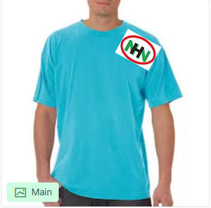 เสื้อยืดผ้าฝ้ายหนาสำหรับผู้ชายเสื้อยืดคอกลมเปิดไหล่ปล่อยหลวมโลโก้ตามสั่ง - Product Image 1