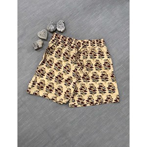 กางเกงขาสั้นผ้าฝ้ายพิมพ์ลายบล็อก 100% - เอวกลาง ระบายอากาศได้ดี สไตล์กางเกงขายาว - ไซส์เล็ก - Product Image 2