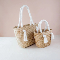 Sac fourre-tout d'été vintage japonais en coton et jonc de mer fait main, durable et de haute qualité pour femmes/filles, vente en gros Vietnam