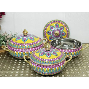 Plato para Calentar Alimentos de Acero Inoxidable con Diseño Único, Pintado a Mano, para el Hogar y Hoteles, de Indian Metal World - Product Image 5