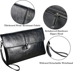 Elegante Bolso de Mano Vintage Negro de PU con Cierre de Cremallera, 7 Pulgadas, Diseño de Piedras, para Mujer, Uso Diario, Todas las Temporadas - Product Image 3