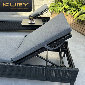 定制全天候现代户外家具度假村柳条沙滩椅日光浴床藤制躺椅 - Product Image 5