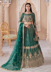 Blusa de algodón de seda pesada elegante India/pakistaní Lehenga vestido para novia adornado cristal Beadssstone Dabka bodas - Product Image 2