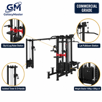 Appareil de musculation multifonctionnel commercial 5 stations avec croisement de câbles et pile de poids pour entraînement de force en salle de sport