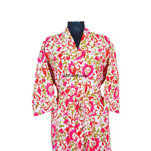 Nuevo Kimono Elegante de Alta Calidad con Estampado Digital 100% Algodón, Cuello en V, Largo Completo, con Diseño Floral para Mujer - Product Image 3
