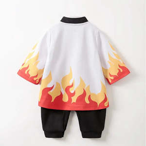 Combinaison de cosplay Kyojuro Demon Slayer pour enfants, vêtements d'Halloween avec manteau, cape et short, inspirés du personnage d'anime japonais - Product Image 4