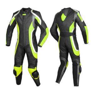 Costume de moto pour hommes personnalisé de haute qualité en cuir véritable imprimé et teint en fil en gros - Product Image 1