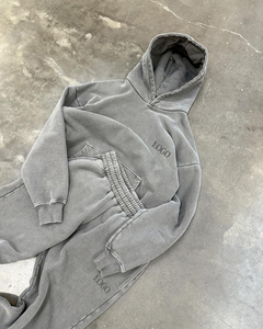 OEM Custom Heavyweight 100% Cotton French Terry Blank Hoodie and <b>Sweatpants</b> <b>Set</b> Acid Wash Tracksuit Men's Sweatsuit - Product Image 4