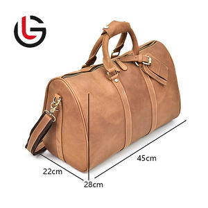 Sac de transport en cuir véritable brun clair résistant à l'eau résistant à l'eau de grande capacité - Product Image 1