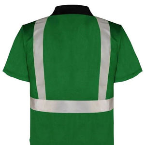 Polo DE SEGURIDAD reflectante de alta visibilidad para trabajo al aire libre Logotipo personalizado Ropa de trabajo de construcción verde con rayas - Product Image 3