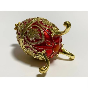 Modern Oval Red Jewellery <b>Box</b> <b>with</b> Gold Design Stylish <b>Storage</b> Stand Decorative Organizer for Home Office Bedroom Vanity Use - Product Image 2