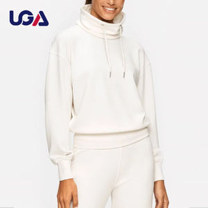 Sudadera holgada de 2 piezas con cuello de <span class=keywords><strong>tortuga</strong></span> de Color sólido personalizada para mujer, Conjunto de sudadera deportiva de talla grande con cordón para mujer - Product Image 1