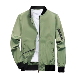 Veste coupe-vent légère et décontractée pour homme, manteau de sport zippé avec poches, blouson bombardier printemps-automne à col montant, épaisseur fine - Product Image 2