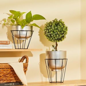 Jardinière ronde en métal argenté de haute qualité pour la décoration de la maison et du jardin jardinière de Pot de fleur avec support à bas prix - Product Image 5