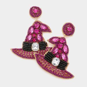 Boucles d'oreilles brodées de fils colorés avec perles - Product Image 5