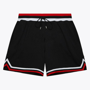 Custom High Quality Premium Heat-Transfer Printed <b>Black</b> Basketball Mesh <b>Shorts</b> Elastic Waist Drawstring 100% Polyester - Product Image 1