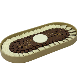 Caja de surtido de chocolate artesanal Bandeja de servicio de chocolate de forma ovalada Plato de chocolate de metal de primera calidad para eventos especiales - Product Image 1