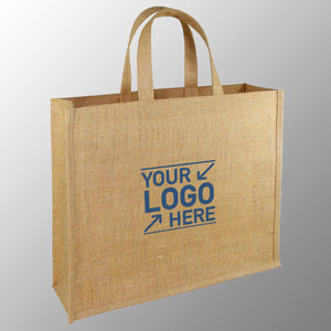 Sac à provisions imprimé personnalisé en jute naturelle avec poignées automatiques sacs d'événement de promotion en toile de jute imprimée conçus selon votre choix - Product Image 1