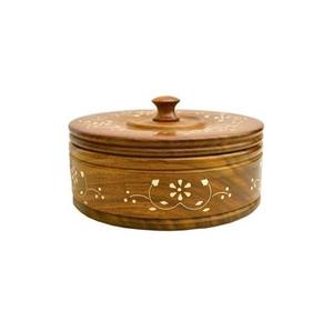 Marmite de luxe en bois de Sesham fabriquée à la main chauffe-plats en bois isolé avec incrustation de laiton plat de service élégant pour les repas chauds - Product Image 2