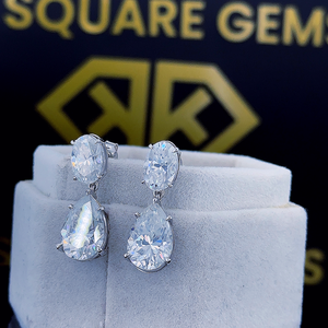 12.40 Total Carat Moissanite <b>Earrings</b>, Tear Drop <b>Earrings</b>, <b>Solid</b> 925 <b>Silver</b> With Push Back, Anniversary Gift For Her - Product Image 3