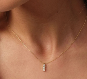สร้อยคอเพชรโมอิสซาไนท์14K, สร้อยคอหิน3ชิ้น, สร้อยคอจี้แบบง่าม, สร้อยคอแนวตั้ง, สร้อยคอเพื่อนเจ้าสาว - Product Image 2