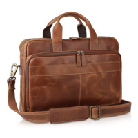 Sac pour ordinateur portable unisexe en cuir véritable, souple et rembourré, avec chaînes, fermeture éclair et bouton, prix direct usine, vente en gros