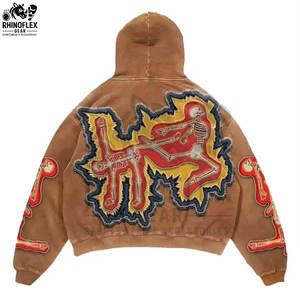 Sudaderas con Capucha de Felpa con Cierre y Bordado Desgastado, Mezcla de Algodón de Alta Calidad, las Más Vendidas, Precio al por Mayor para Invierno, Personalizables - Product Image 4