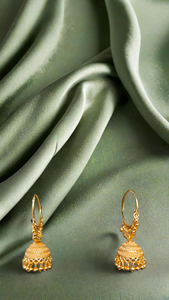Comprar conjunto de pendientes con diseño tradicional 22CT chapado en oro Jhumka estilo pendientes joyería para mujeres desgaste por los exportadores - Product Image 3