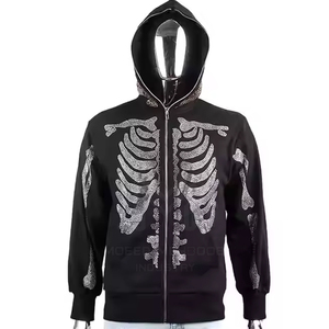 Sweat à capuche doublé pour homme, design optimal, épais, confortable, à manches classiques, avec strass, motif uni, polyester/coton, hiver - Product Image 5