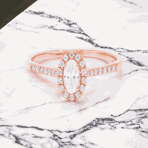 แหวนหมั้นดีไซน์วงแหวนเพชรทรงกลมและวงรีสำหรับผู้หญิง - Product Image 4