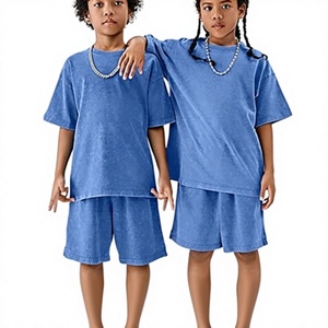 Conjunto de Ropa Urbana Moderna para Hombre, Camiseta y Pantalones Cortos con Lavado Ácido, Estilo Casual de Verano, Ajuste Holgado - Product Image 1