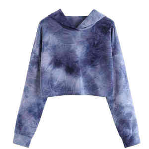 Top clasificado ODM OEM personalizar mujeres Crop Top Hoodie Casual sudaderas pulóver recortada Oversize Hoodie 100% algodón frontal - Product Image 5