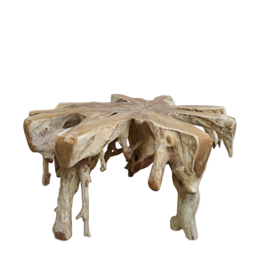 Mesa de Centro Redonda de Raíz de Teca Hecha a Mano, Ecológica y Tradicional, Diseño Moderno Gubuk Bali para Sala de Estar - Product Image 2