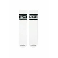 Chaussettes de sport unisexes blanches à motif tissé sur la cheville, taille moyenne, imprimées Now Never