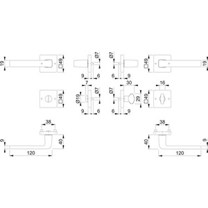 Dublin 1124/843KV/843KVS Aluminium F94-1 Square SK/OL DIN Rosette Set Metal <b>Key</b> <b>Chains</b> with Left/Right D/D HOPPE HOPPE - Product Image 3