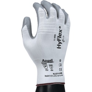 ถุงมือเซฟตี้ Ansell HyFlex 11-800 ไซส์ 9 สีขาว/เทา มาตรฐาน EN 388 ประเภท II แพ็ค 12 คู่ - Product Image 1