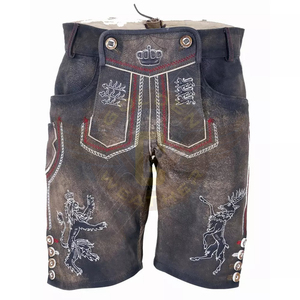 เสื้อหนังกลับจากปากีสถาน,ชุดหนังฟอกอากาศสีทองชุดสั้น Lederhosen สำหรับผู้ชายบาวาเรียชุด Oktober Trachten - Product Image 4