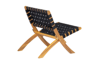 Chaise de salle à manger pliante moderne pour intérieur et extérieur, résistante aux intempéries, basse, portable, en bois d'acacia massif tressé noir, mobilier d'extérieur