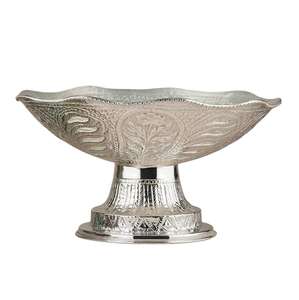 Cuenco de Pedestal de latón de alta calidad con grabado acabado de níquel para mesa de cocina, cuenco para servir, cuenco para vajilla - Product Image 4