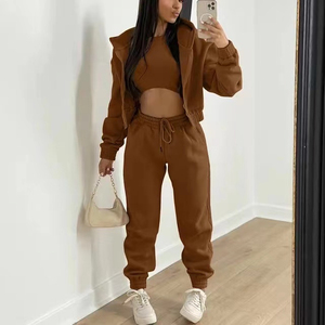 Oem Custom Wholesale Two Piece Zipper Hoodie Women <b>Set</b> 2024 Custom Cotton Jogger <b>Set</b> Customized Women Sweatsuits <b>Set's</b> - Product Image 2