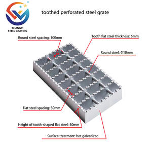 Grille en acier galvanisé à dents personnalisée, robuste, pour sol industriel/grille en acier robuste/couverture de drainage de <span class=keywords><strong>gouttière</strong></span> - Product Image 6