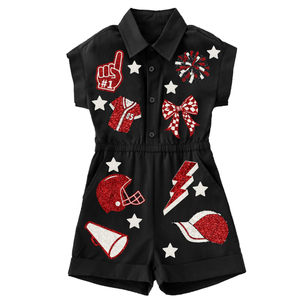 Combinaisons tendance pour femmes, noires, brillantes, patchwork, broderie de paillettes, taille haute, décontractées, personnalisées, pour le jour du match, respirantes - Product Image 2