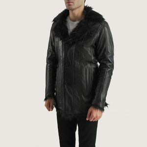 Furcliff <b>Men's</b> Black <b>Leather</b> Bomber <b>Jacket</b> Winter Windproof and Breathable Heated and Anti-Bacterial Features - Product Image 3