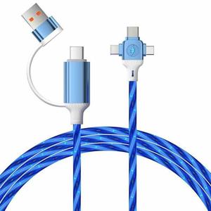 Quà Tặng Tốt Nhất 5-Trong-1 LED Chảy Ánh Sáng Sạc Cáp USB-A/USB-C Để Loại C/Micro USB Nhanh Chóng Sạc Truyền Dữ Liệu Rối Miễn Phí - Product Image 3