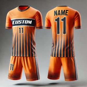 Maillot de sports d'été personnalisé pour hommes polyester respirant col en V ensemble complet d'uniformes de football OEM kits de football d'été pour adultes - Product Image 1