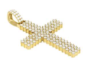 Moissanite diamante redondo en S925 plata esterlina chapado en oro estilo Hip Hop fiesta Cruz colgante para hombres y mujeres - Product Image 2