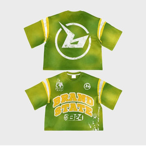 เสื้อครอปผ้าฝ้ายแนวสตรีทของผู้ชายผ้าคอตตอนโอเวอร์ไซส์ทรงหลวมเข้ารูป100% กราฟิกแนวสตรีท - Product Image 3