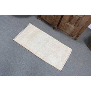Tapis turc, petit tapis de 1,5 x 2,9 pieds, tapis vintage en laine à pois blancs - Product Image 4