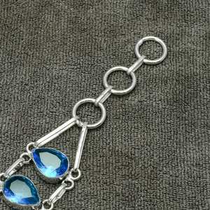 Blue Topaz 925 Sterling Silver <b>Bracelet</b> Handmade Jewelry Gift for Her Mom for Party Christian Religious Symbol - Product Image 5
