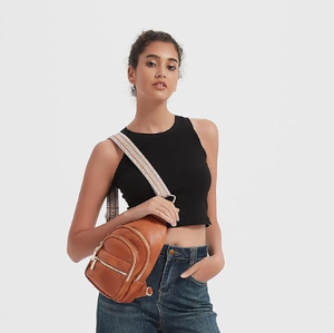 Sac à bandoulière en cuir de buffle véritable unisexe, léger et durable, vintage, bohème, sangle réglable avec fermeture éclair - Product Image 2